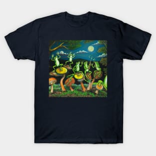 Goblincore Frogs Mushrooms Oil Painting T-Shirt